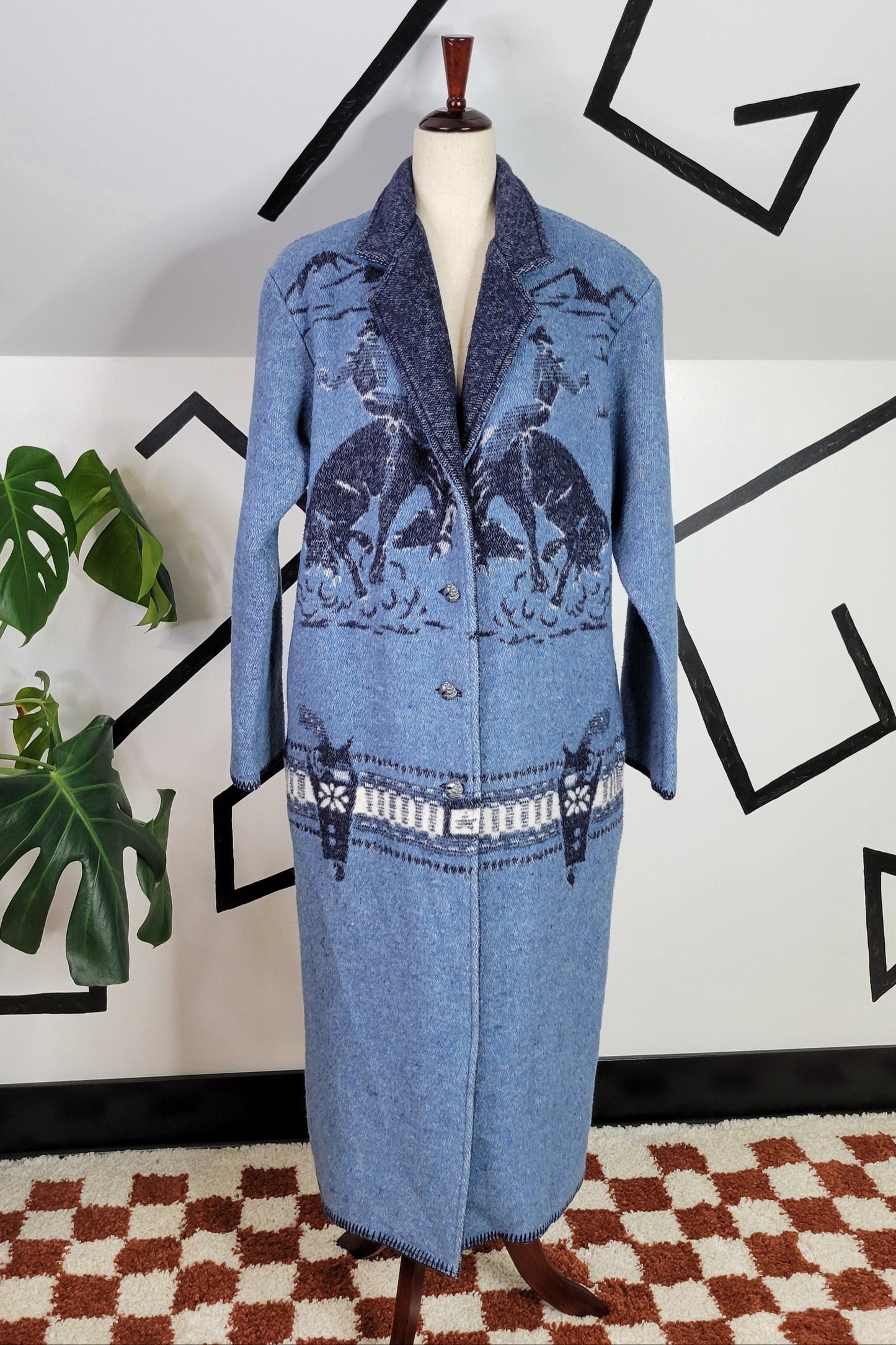 Wooded River Vintage Cowboy Long Knit Duster Jacket Made in Idaho - Small