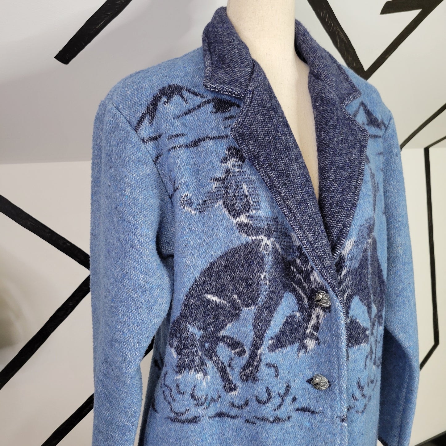 Wooded River Vintage Cowboy Long Knit Duster Jacket Made in Idaho - Small