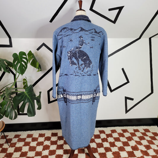 Wooded River Vintage Cowboy Long Knit Duster Jacket Made in Idaho - Small