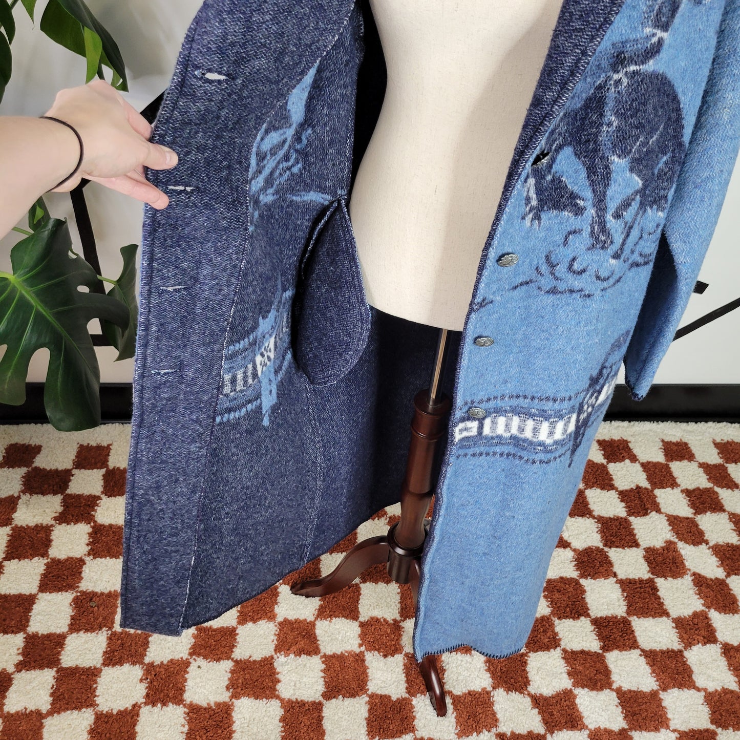 Wooded River Vintage Cowboy Long Knit Duster Jacket Made in Idaho - Small