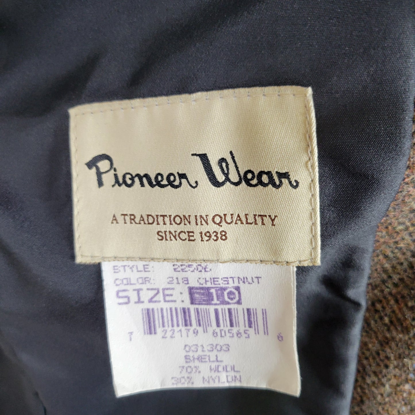 Pioneer Wear Vintage 80s Western Wool Tweed Blazer with Leather Collar - Size 10