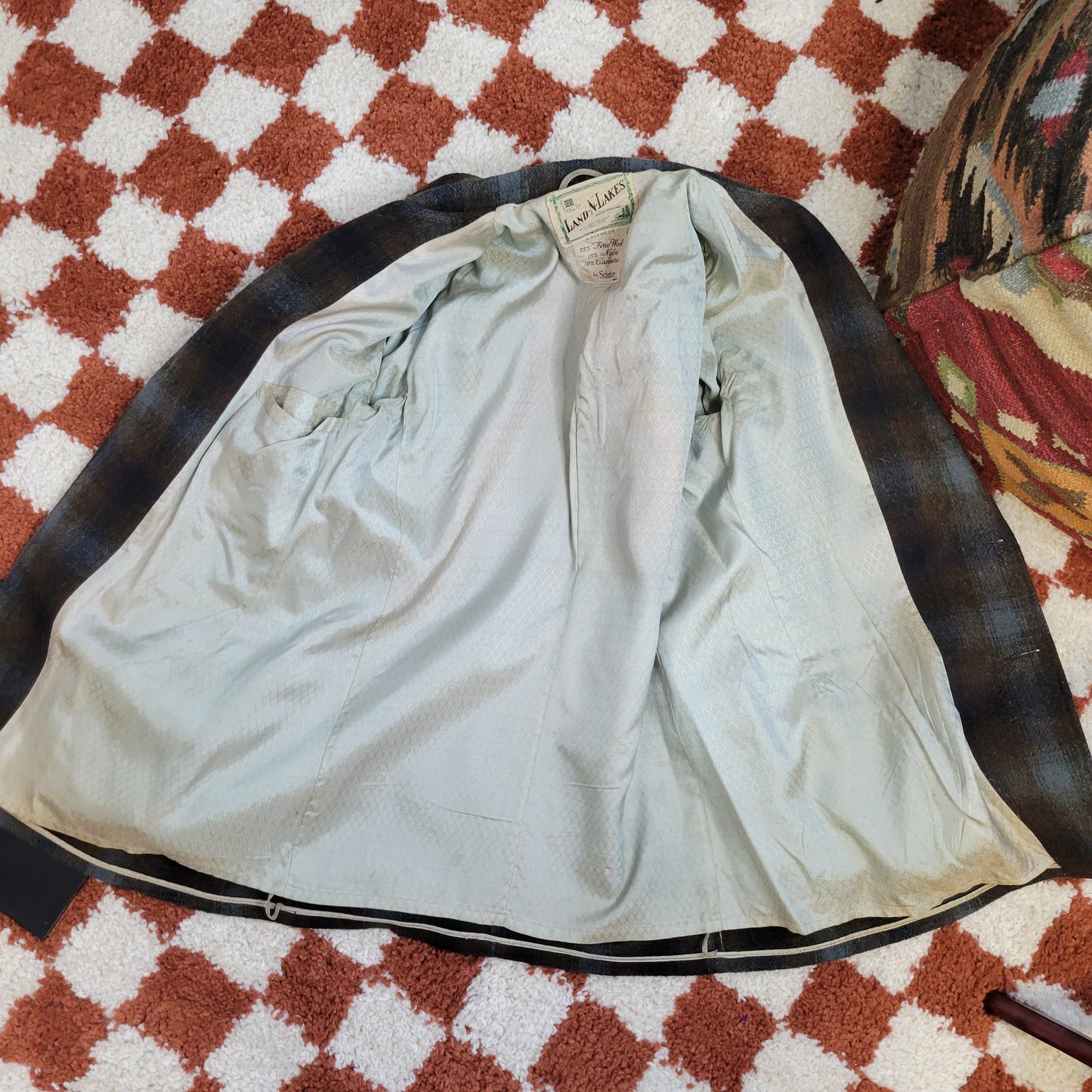 Land N Lakes Outfitters 1950s Vintage Shadow Plaid Wool and Cashmere Blazer -