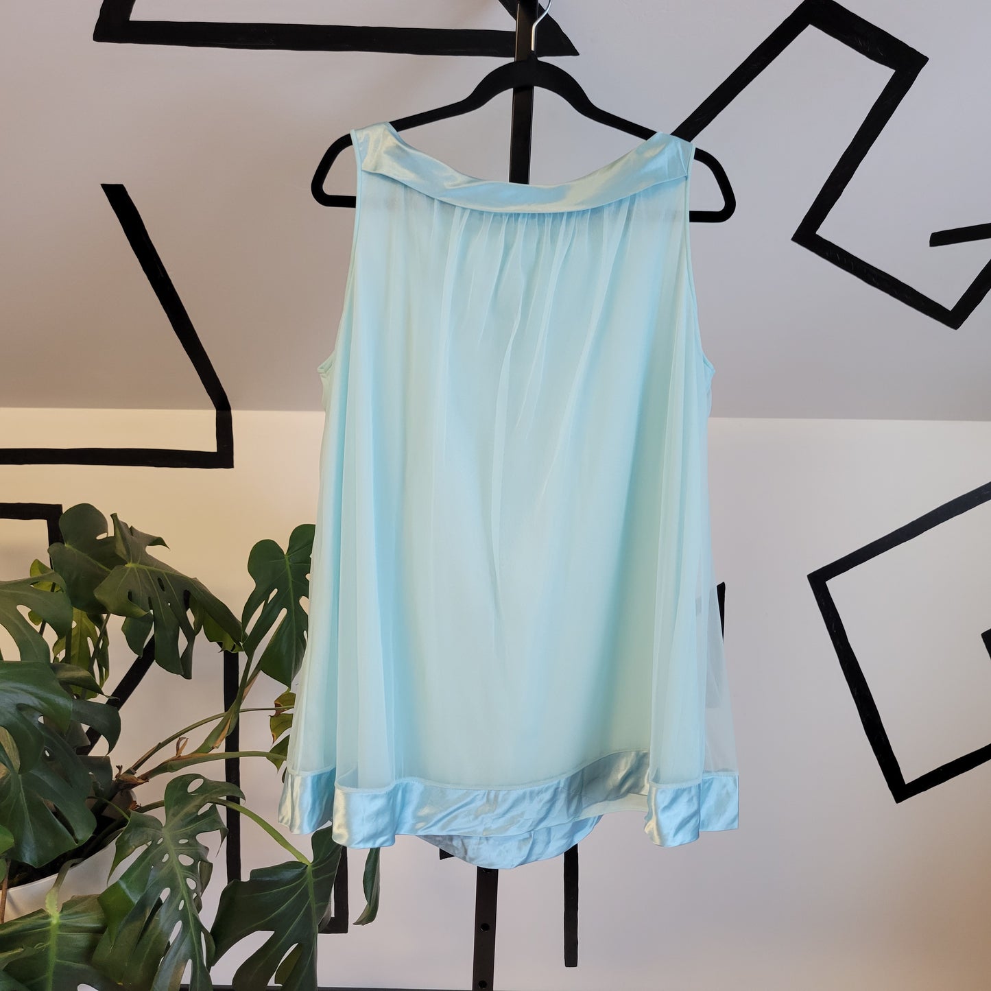 Miss Siren 60s Vintage Light Blue Bateau Babydoll Peignoir - Medium