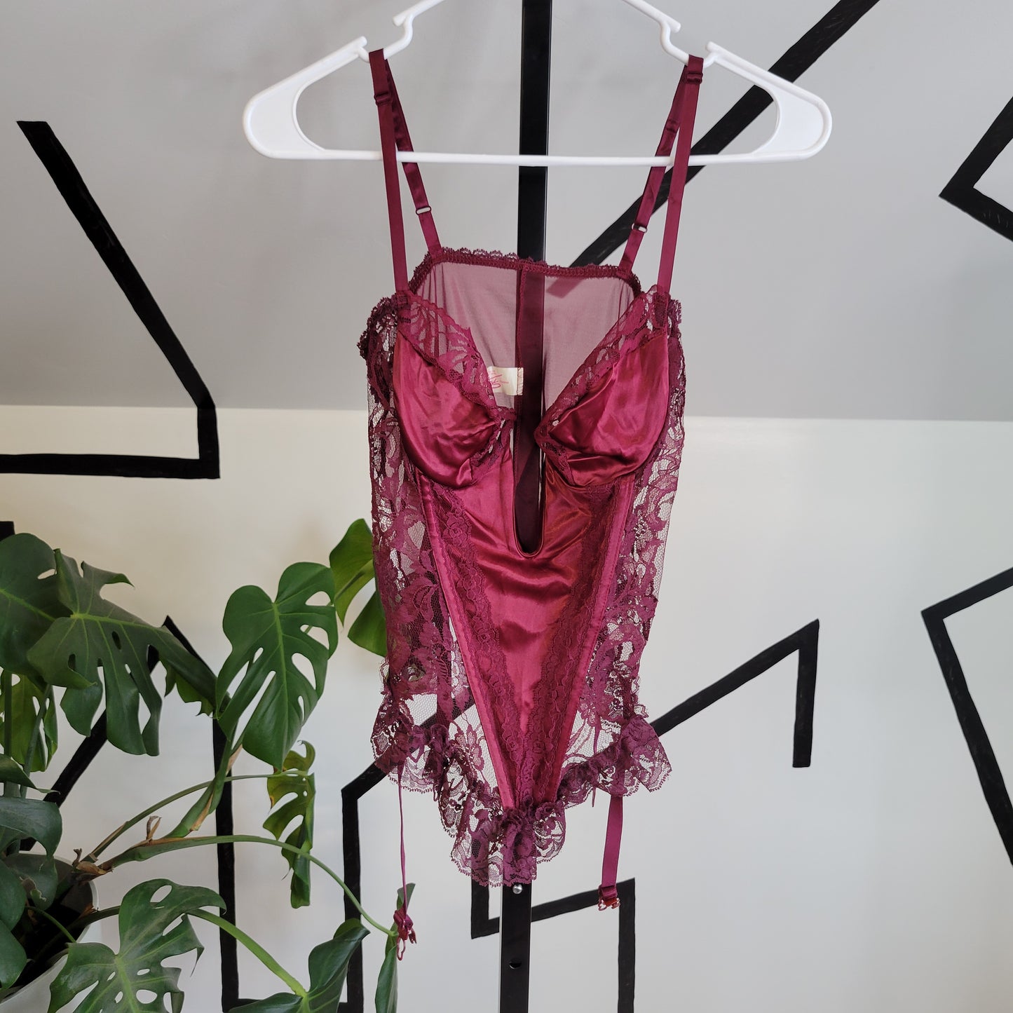 Faris Vintage 80s Corseted Bustier with Garter Straps - Large