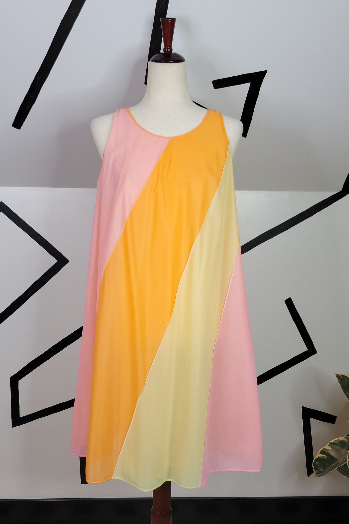 Vintage 60s Pastel Swirl Nylon Chiffon Lingerie Peignoir Dress - medium
