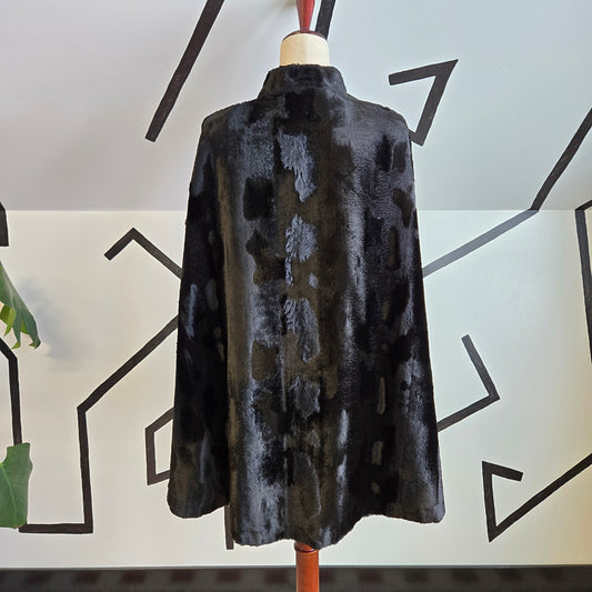 Arakin by Career Originals 1960s Vintage Black Faux Seal Fur Cape