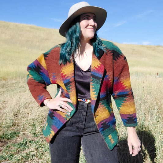 Pioneer Wear Vintage Rainbow Western Blazer - size 8