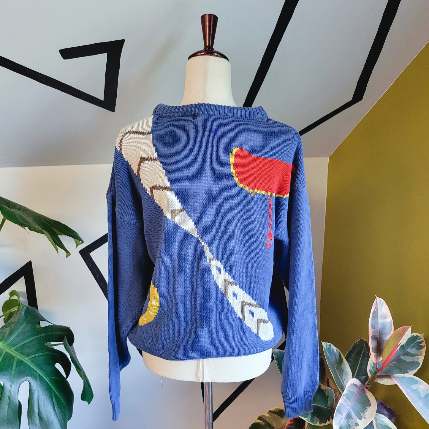 Daniel Hechter Vintage Western Cowboy Motifs Hand Knit Sweater - large