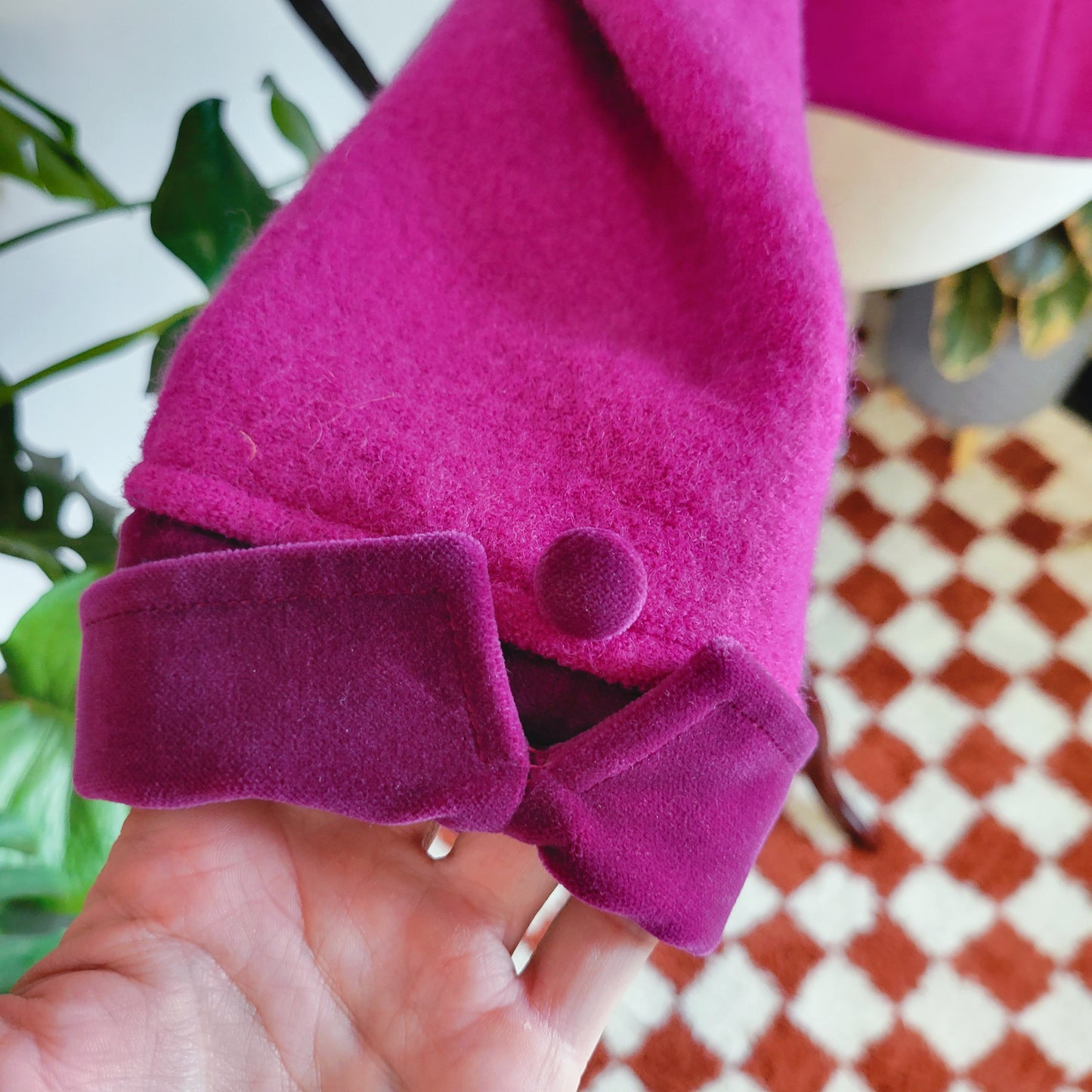 Geiger Vintage Wool Cropped Blazer with Velvet Trim - medium