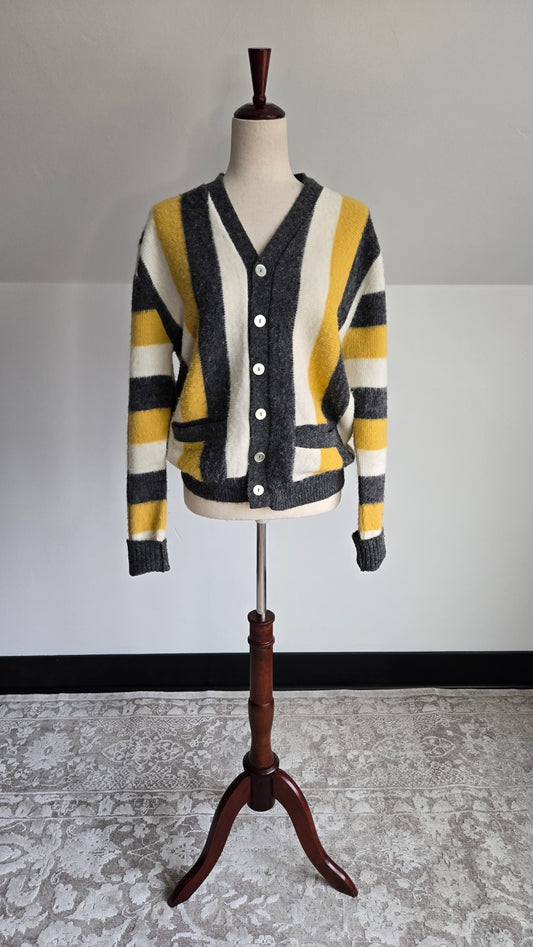 Rare 1960s Campus Luxury Line Pure Orlon Acrylic Striped Cardigan - medium