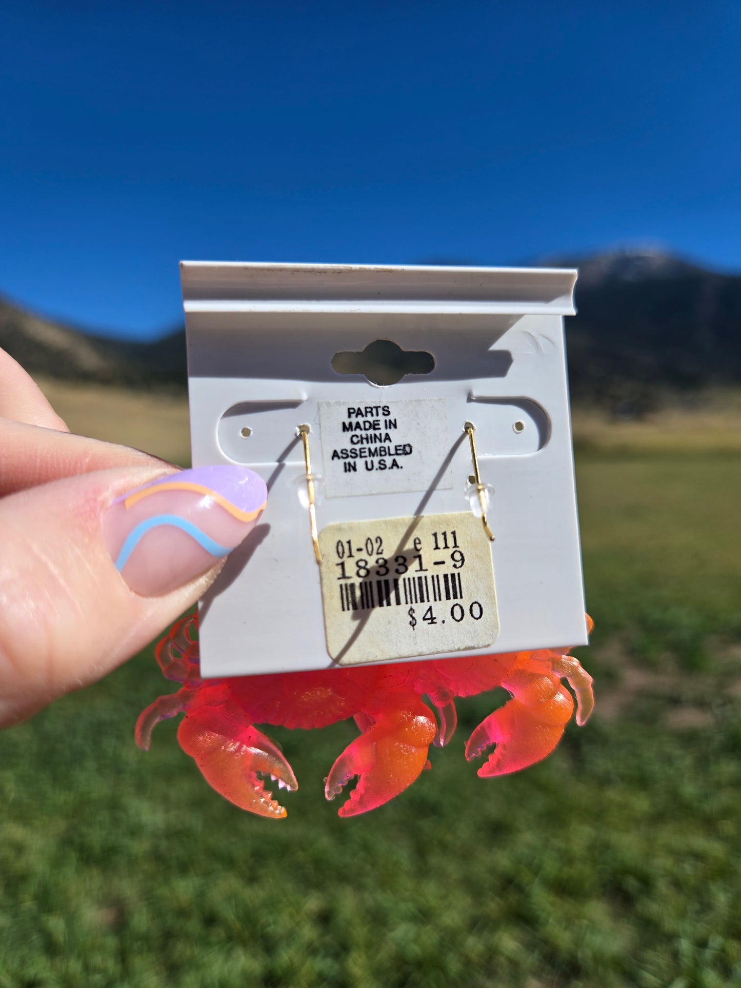 Deadstock Cara Mia Coral Rubber Crab Earrings - #1