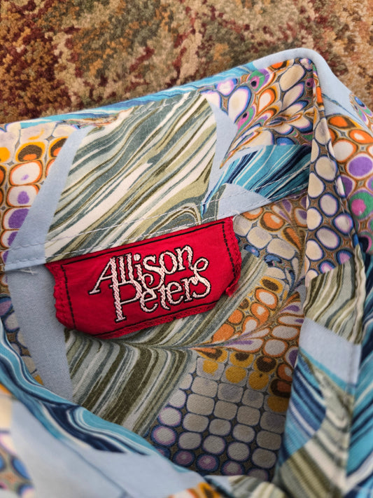 Allison Peters Vintage 70s Psychedelic Dagger Collar Shirt - XS/S