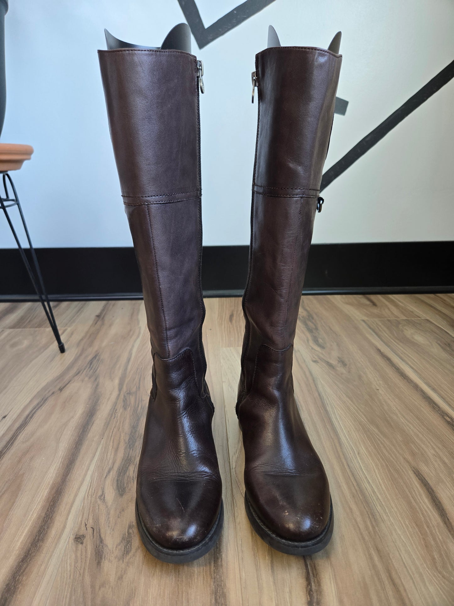 Etienne Aigner Brown Tall Leather Riding Boots - Size 6