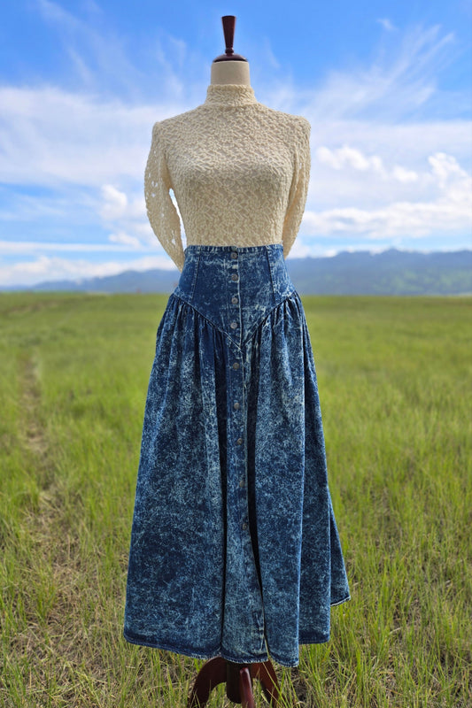 Good Things of California Vintage Acid Wash Denim Skirt - small