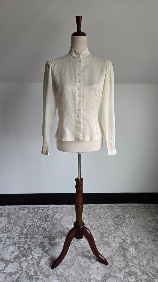 Vintage Edwardian Style Paisley Jacquard Top - Small
