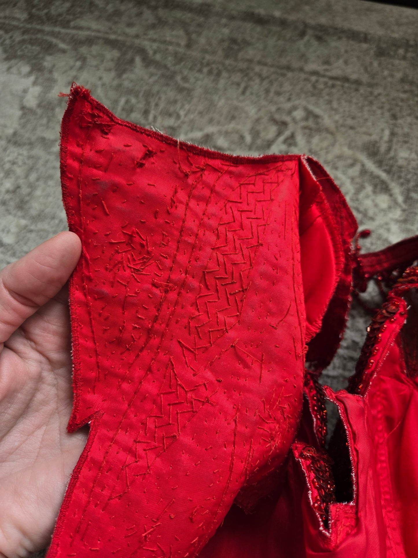 Miss Kansas Estate Vintage Red Beaded and Sequined Hand Made Dress - XS/S