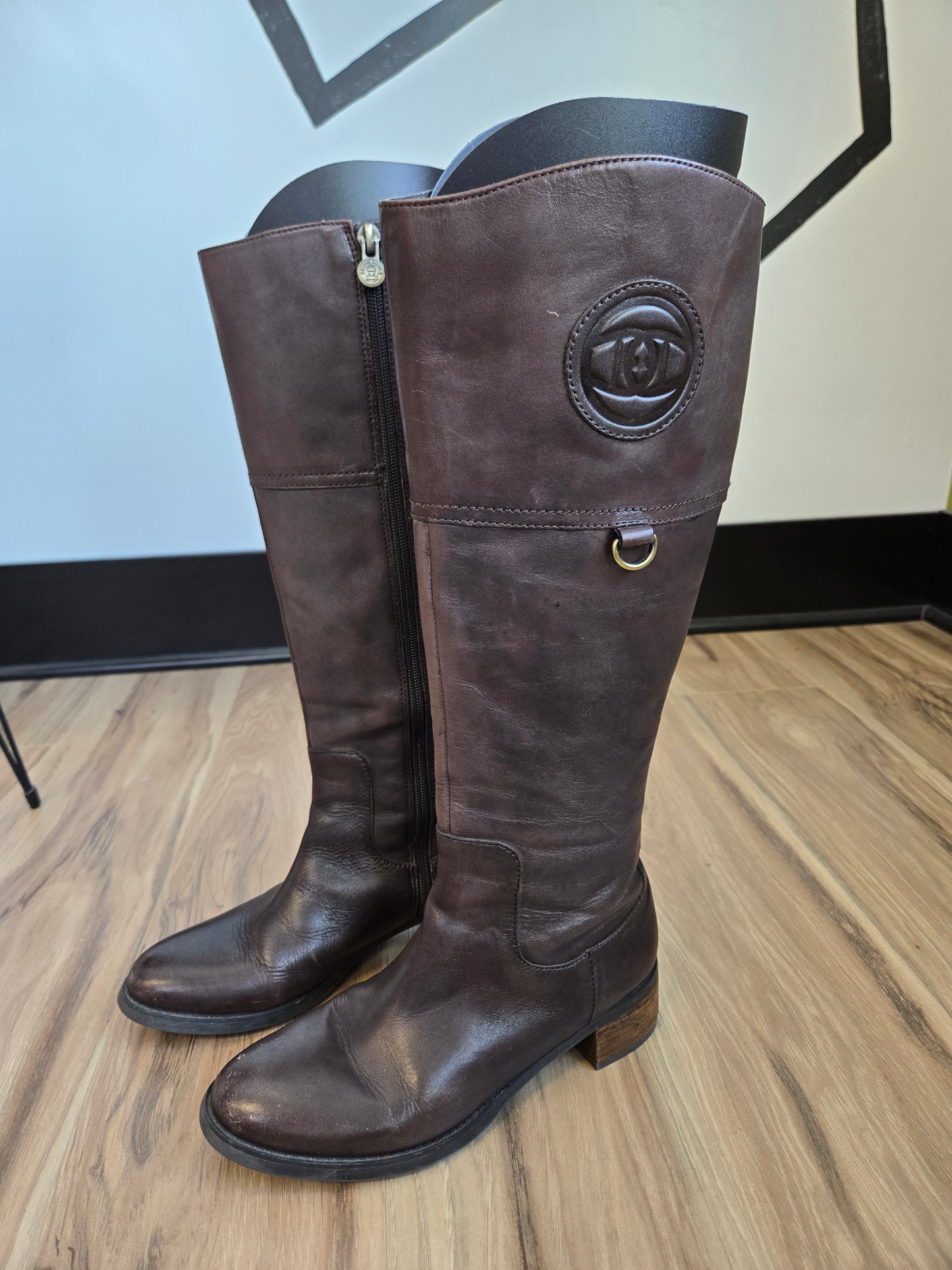 Etienne Aigner Brown Tall Leather Riding Boots - Size 6