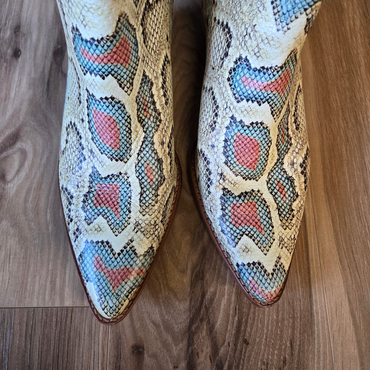 Matisse Made in Brazel Snake Skin Western Heeled Boots - Size 8