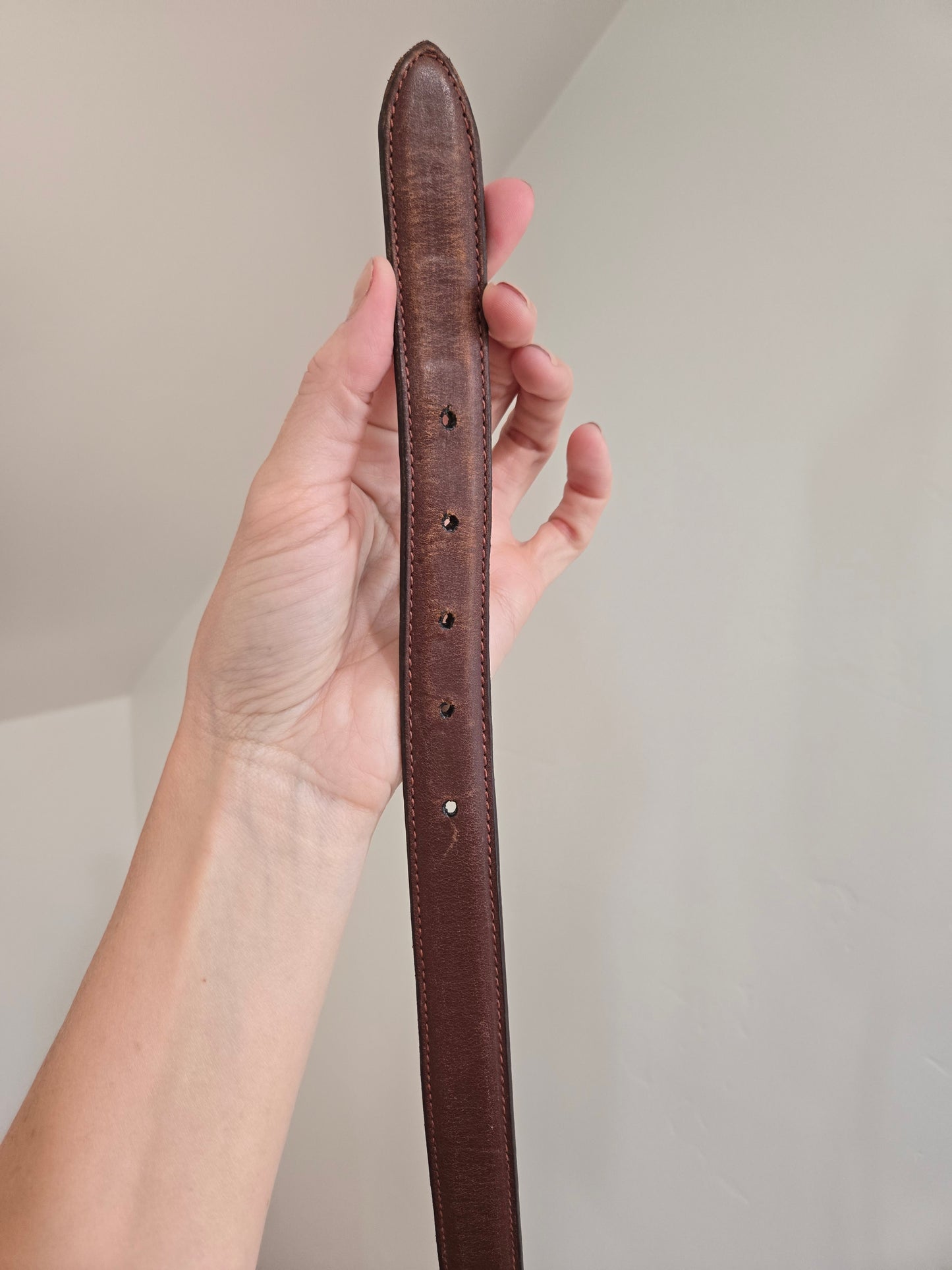 Vintage Polo Ralph Lauren Leather Belt with Fox and Horn Brass Buckle - W26-30"