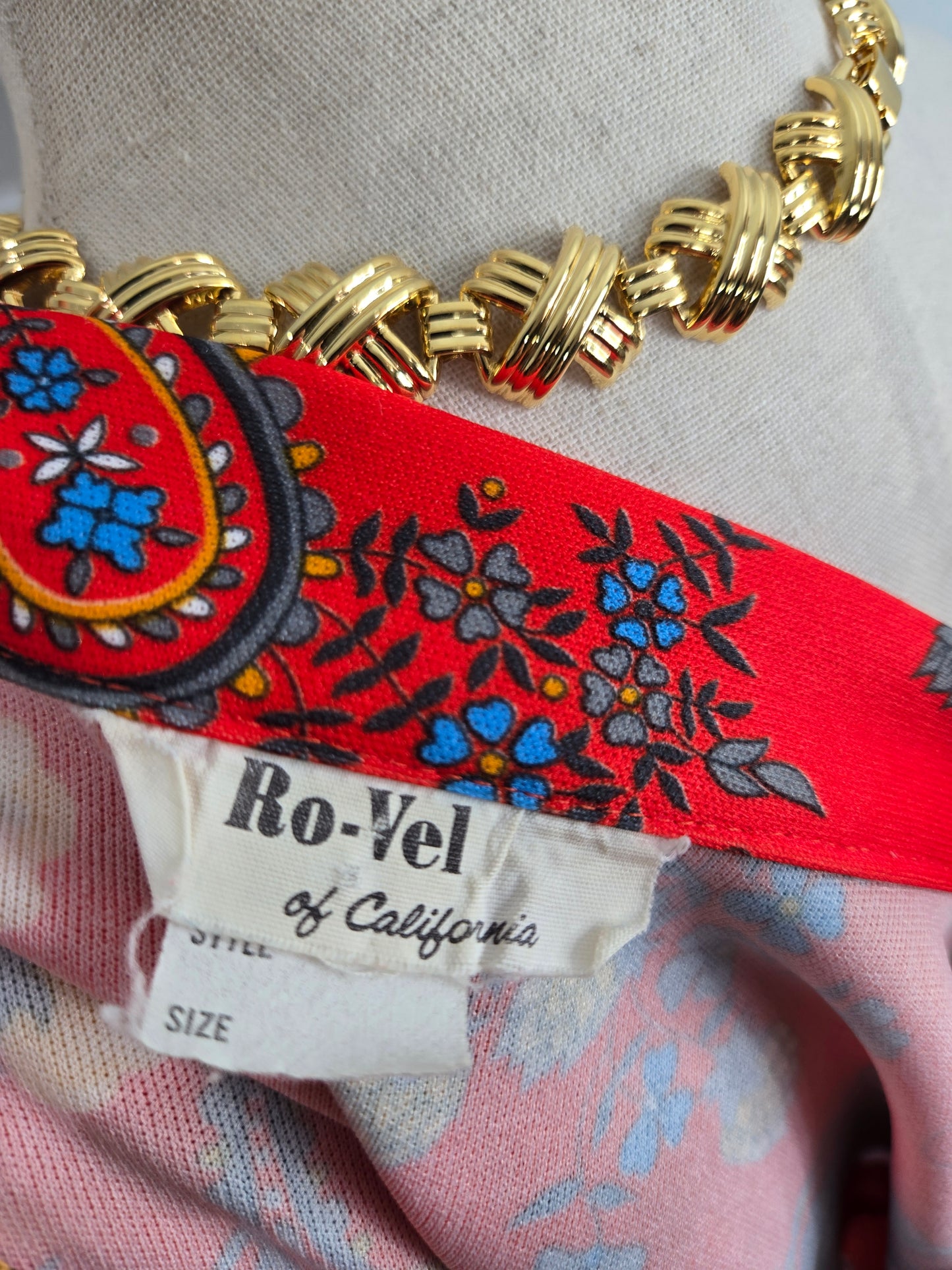 Ro-Vel of California Vintage 70s Red Paisley and Floral Print Top - large