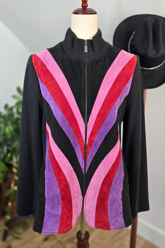 Bob Mackie Vintage Retro Patchwork Pink Leather Jacket - medium