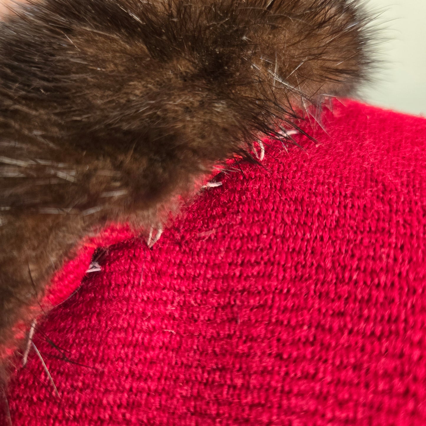 Holly Gab 1960s Red Australian Worsted Wool and Mink Fur Swing Coat - Medium