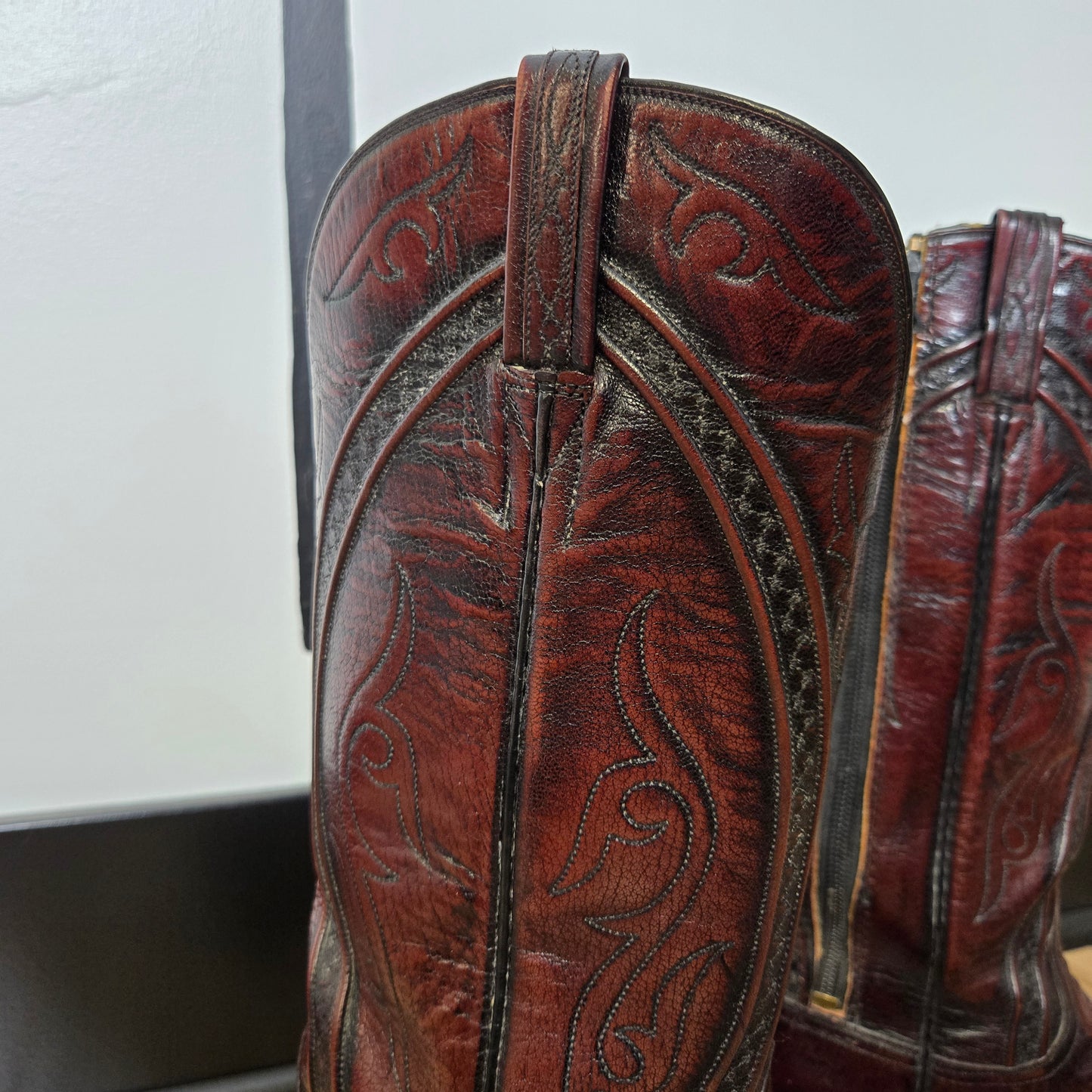 Lucchese San Antonio Black Cherry Leather Western Boots - Size 9 (womens)