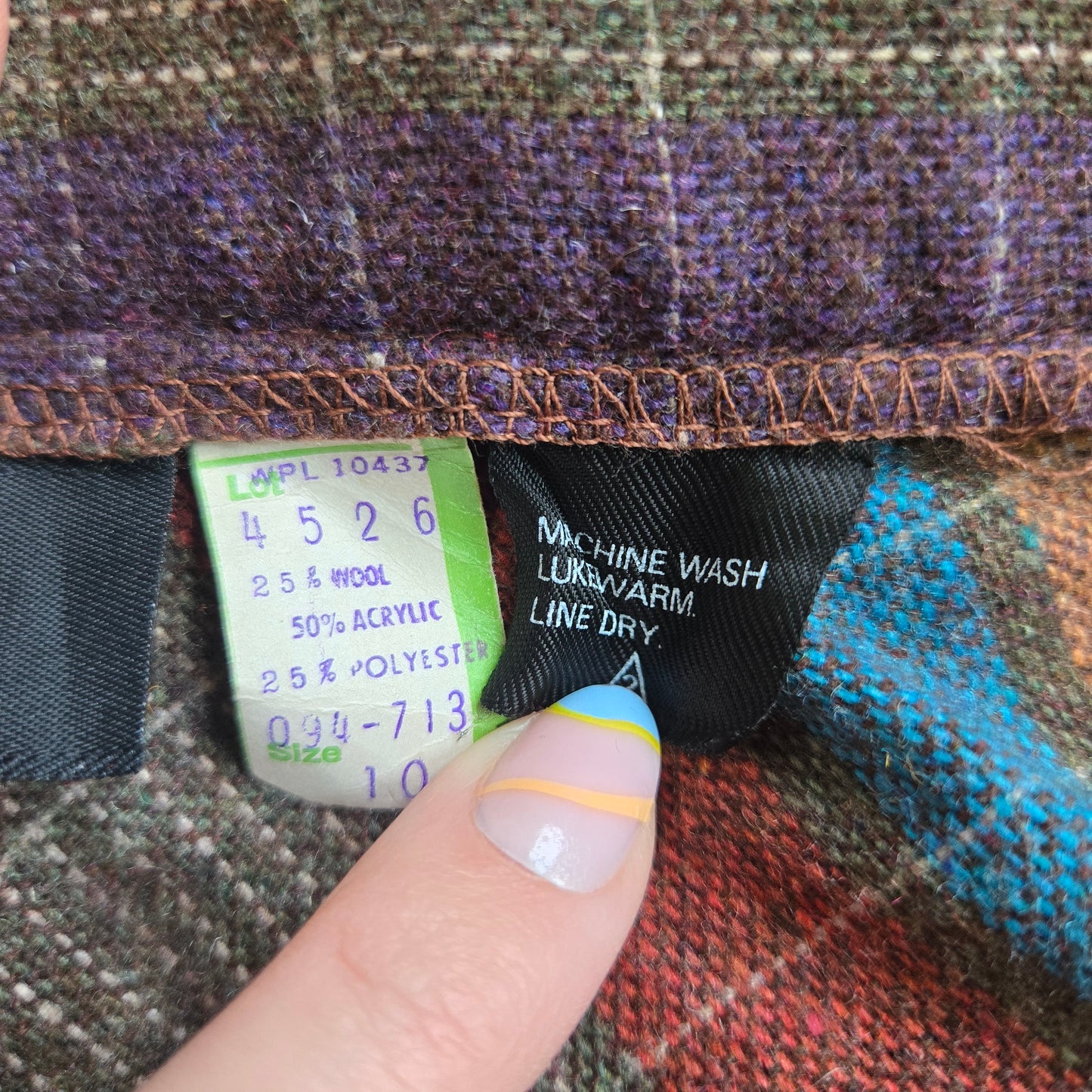 Fritzi Vintage Wool Blend A-line Skirt with Wrapping Stripe - 26" waist