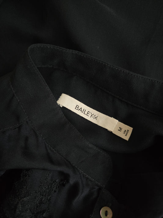 Bailey 44 Silk Black Sheer Embroidered Dress - S/M
