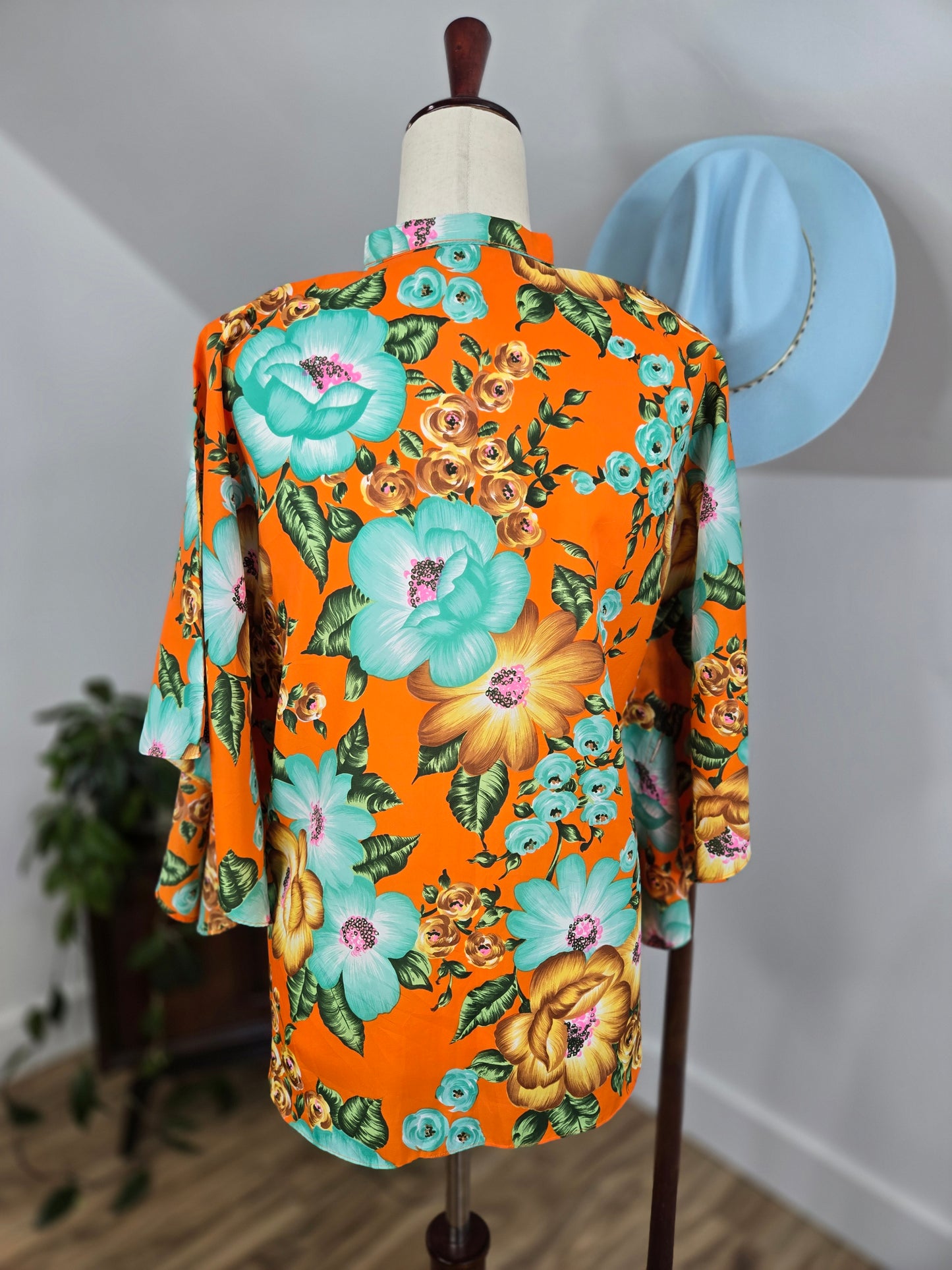 Vintage Dayglo Hawaiian Print Halftan Top - large