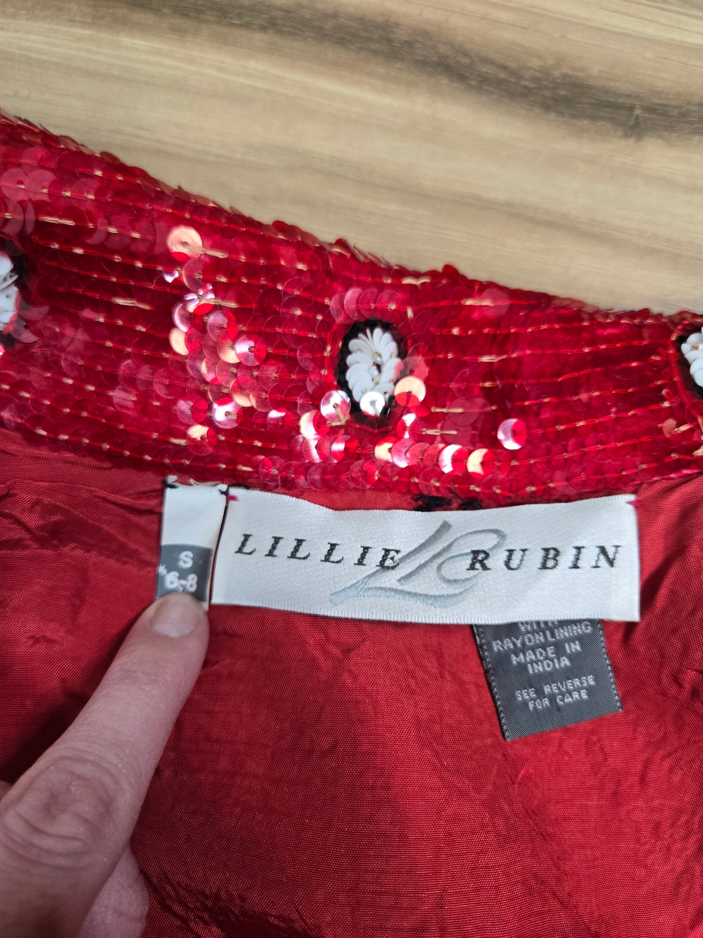 Lillie Rubin Vintage Sequin Western Crop Silk Jacket with Beaded Fringe - small