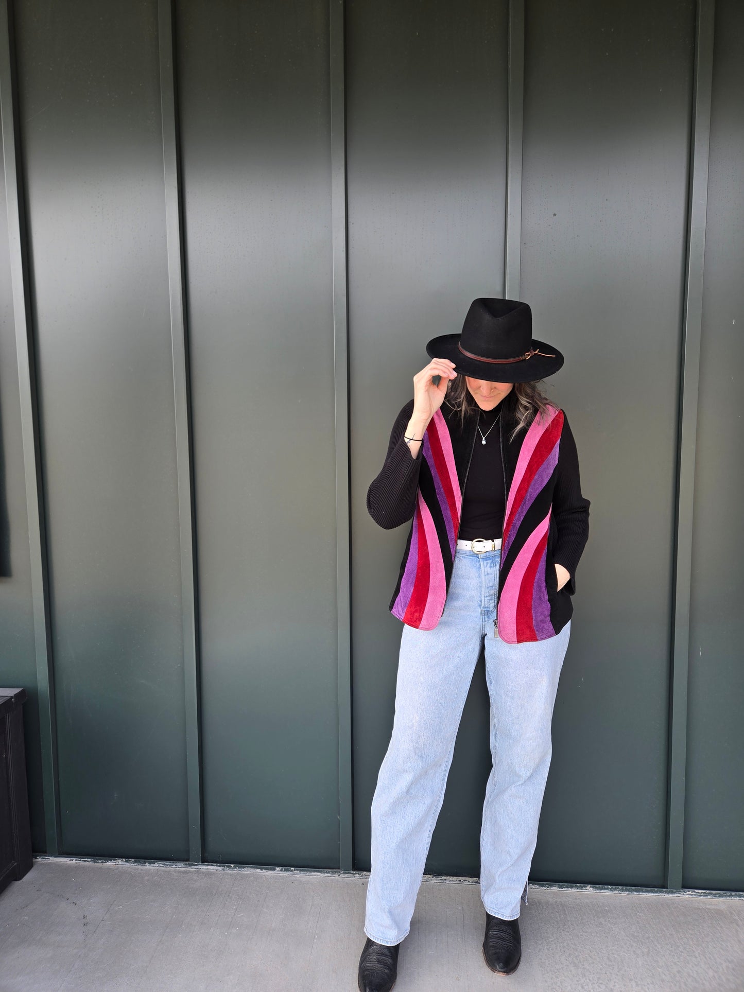 Bob Mackie Vintage Retro Patchwork Pink Leather Jacket - medium