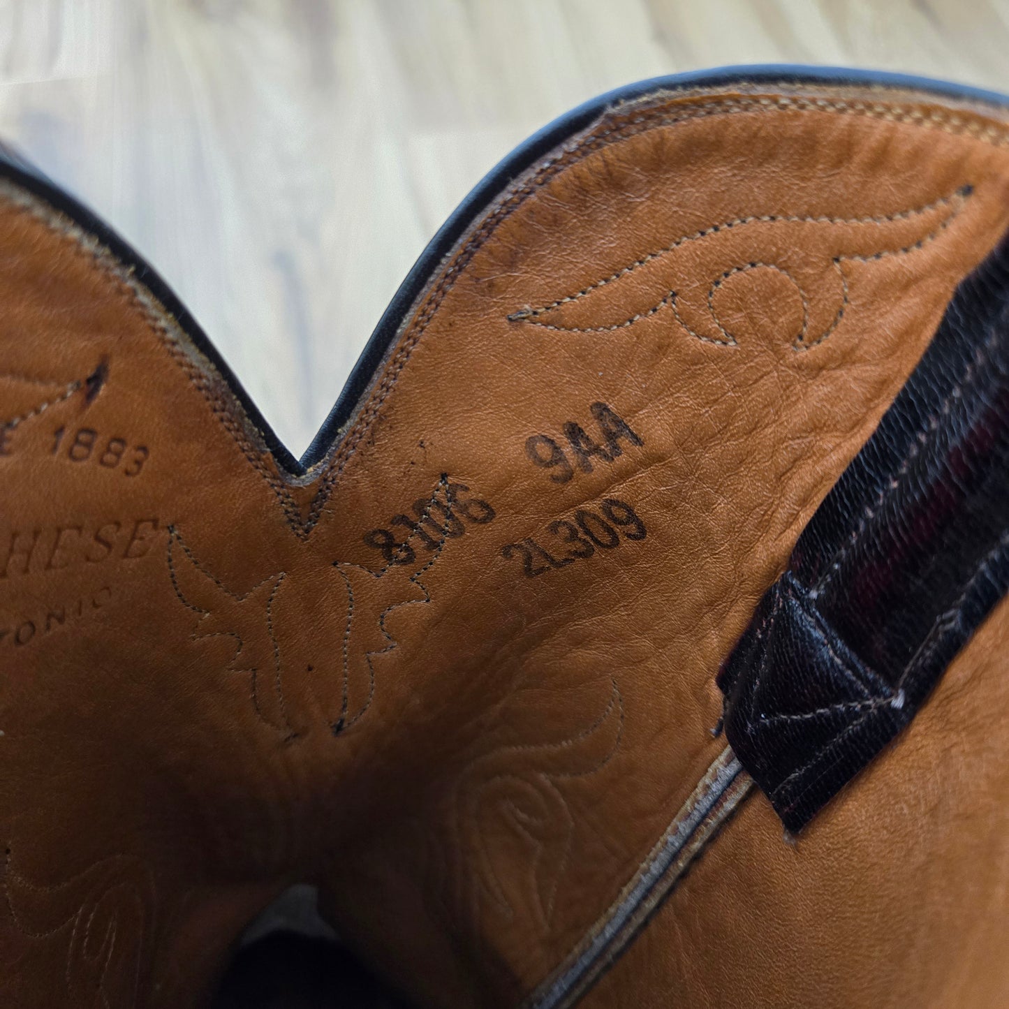 Lucchese San Antonio Black Cherry Leather Western Boots - Size 9 (womens)