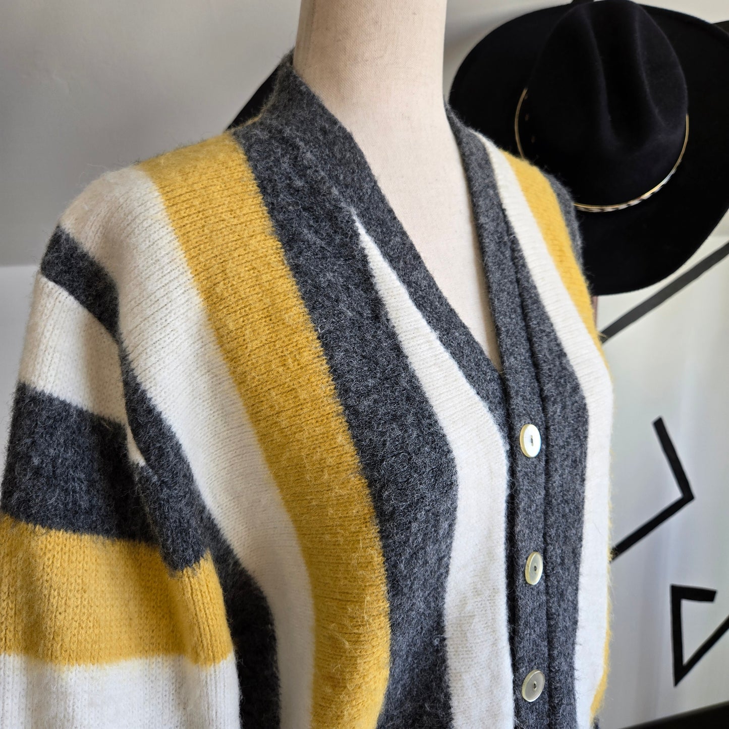 Rare 1960s Campus Luxury Line Pure Orlon Acrylic Striped Cardigan - medium