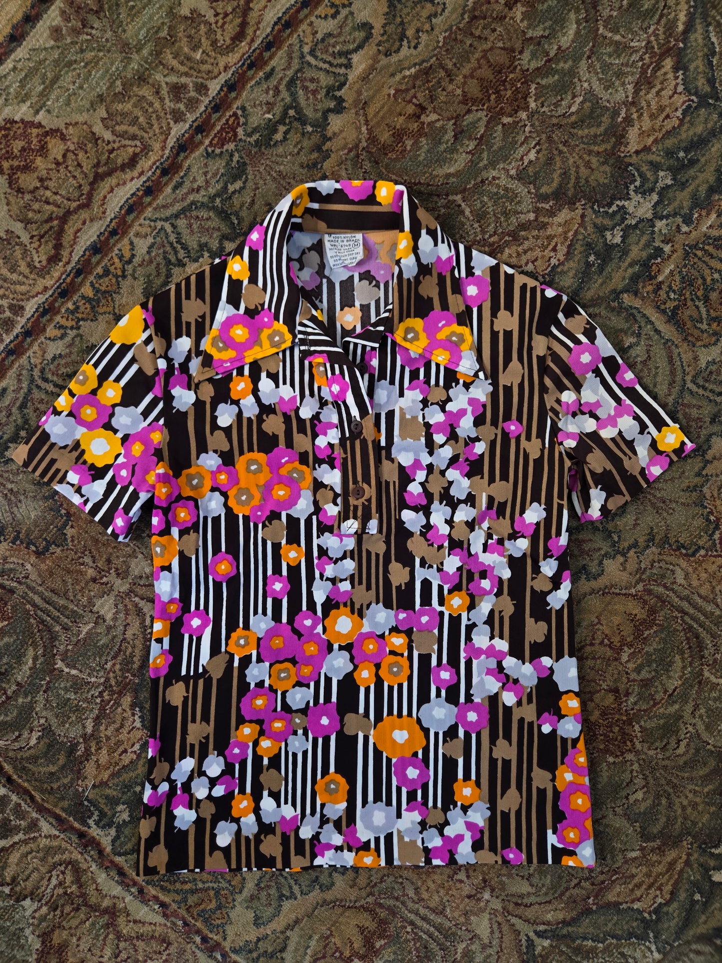 Vintage Psychedelic Print Nylon Top Made in Brazil - XS/S