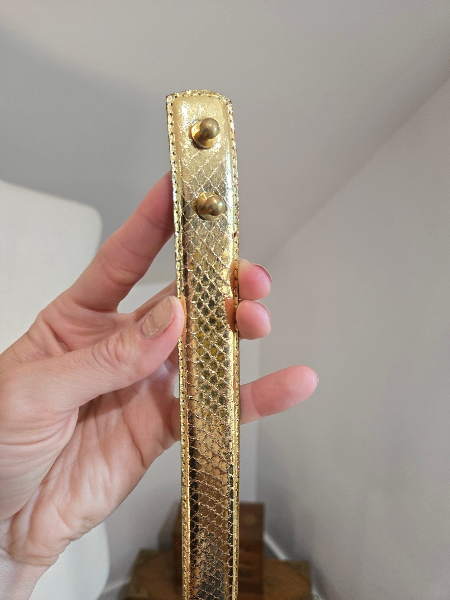 Sunco Vintage Gold Snakeskin Belt with Mixed Metal Decoration - W27-29"