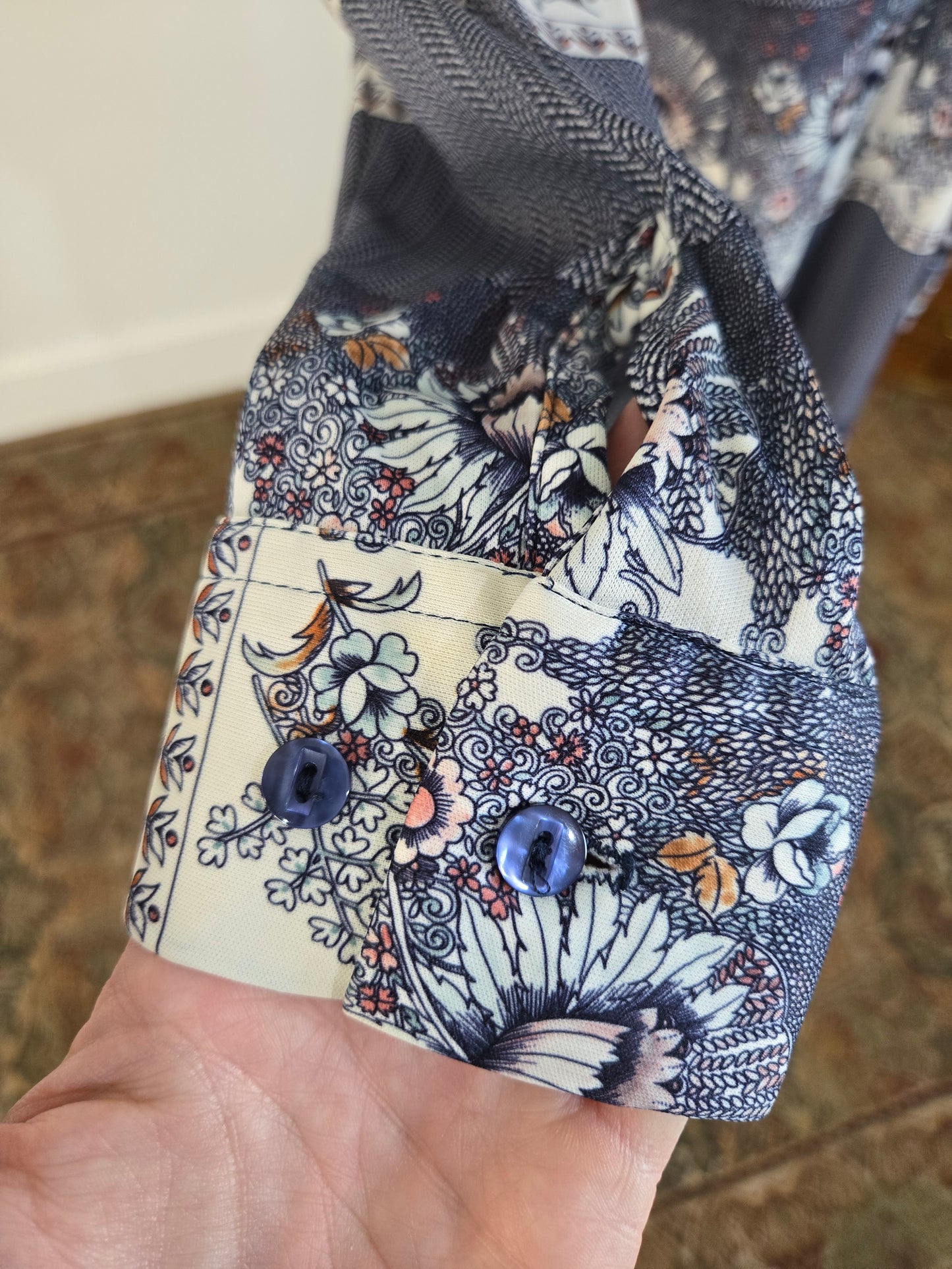 Joel Vintage 70s Navy Print Top - large