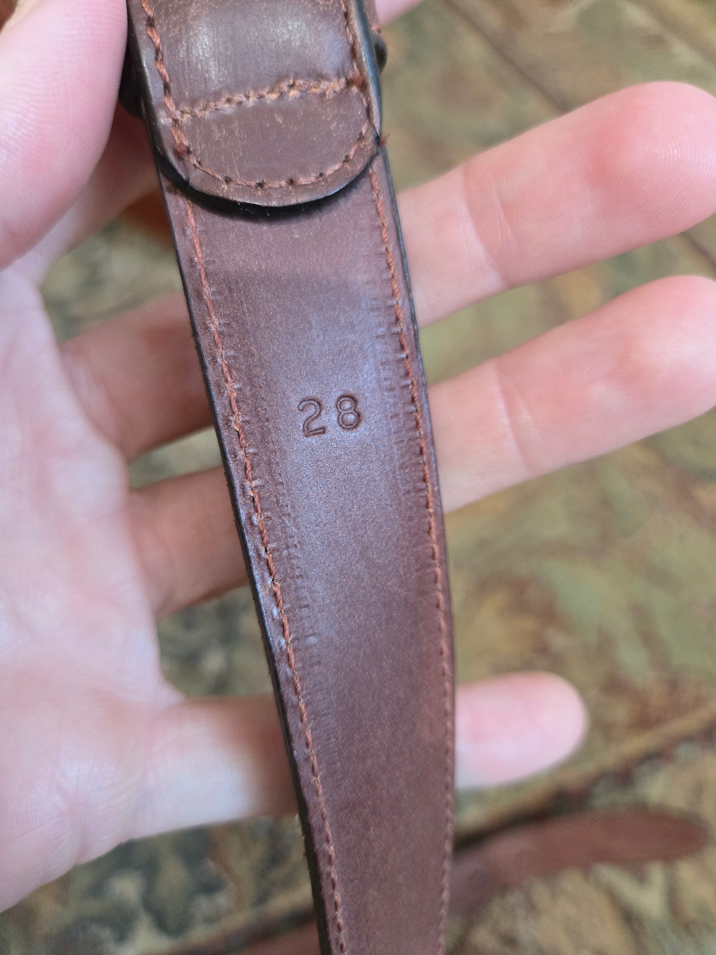 Vintage Polo Ralph Lauren Leather Belt with Fox and Horn Brass Buckle - W26-30"