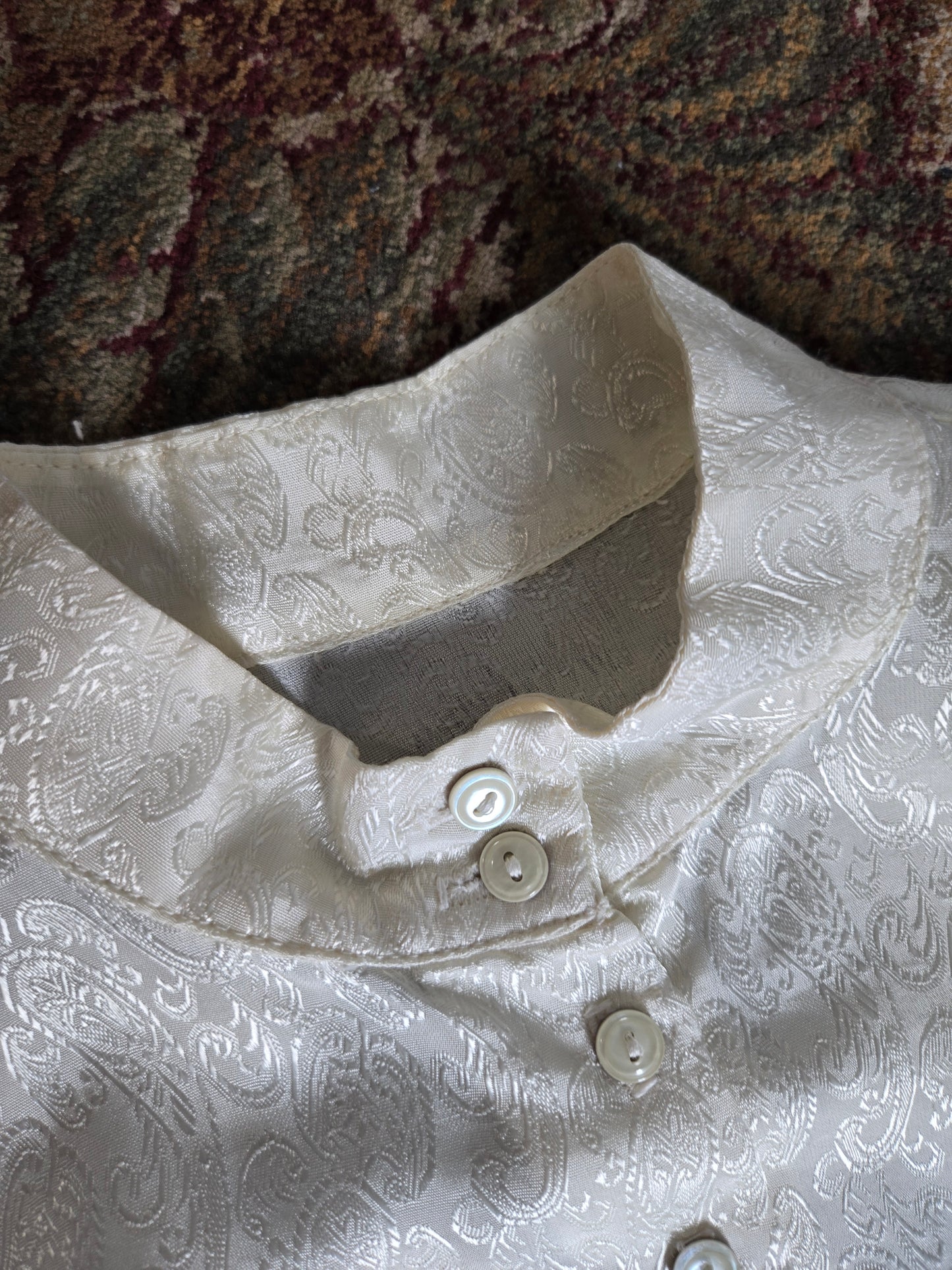 Vintage Edwardian Style Paisley Jacquard Top - Small