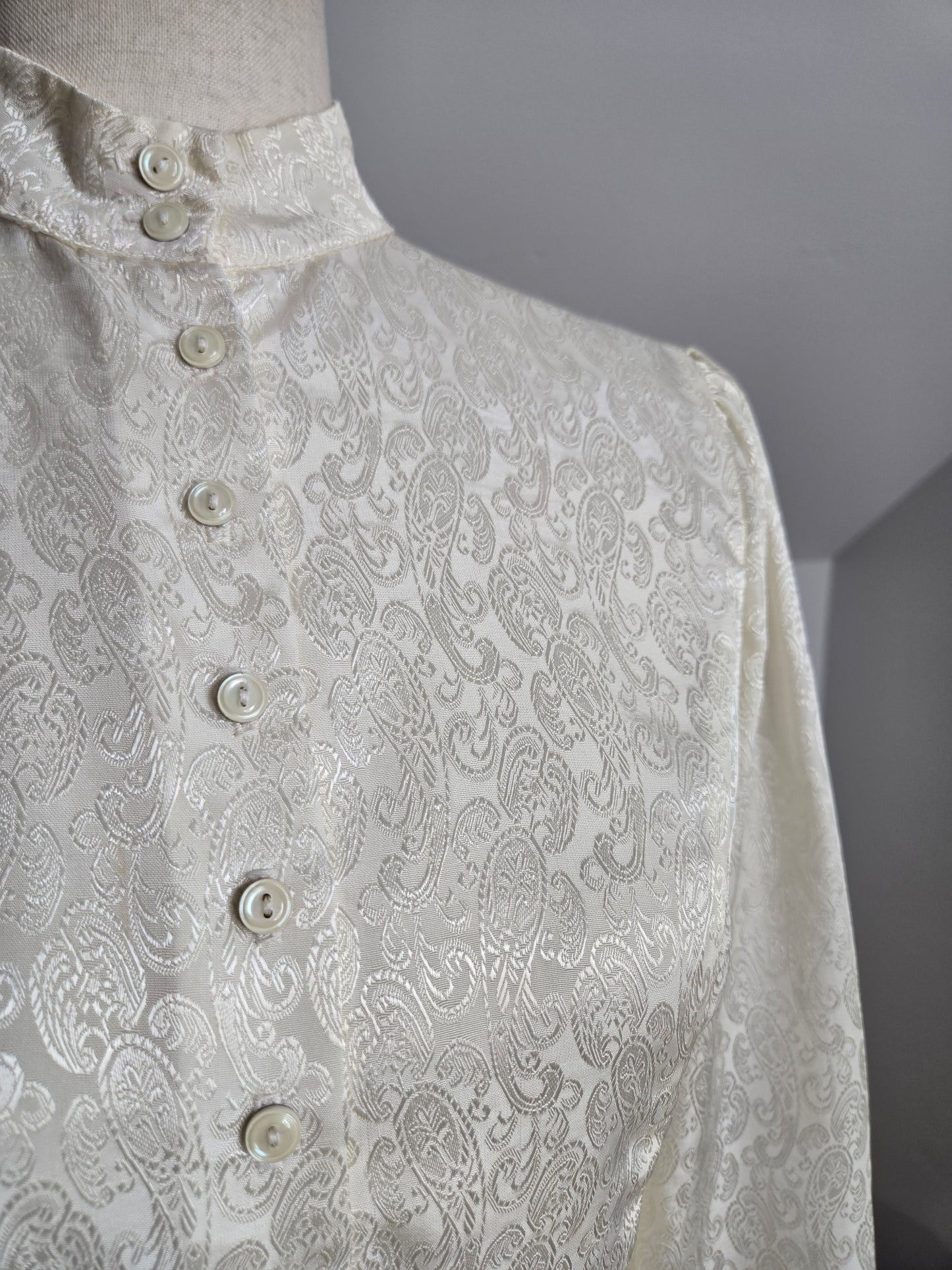 Vintage Edwardian Style Paisley Jacquard Top - Small