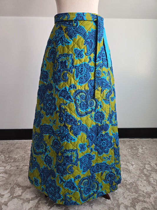 Vintage 1970s Quilted Wrap Skirt - W28"+