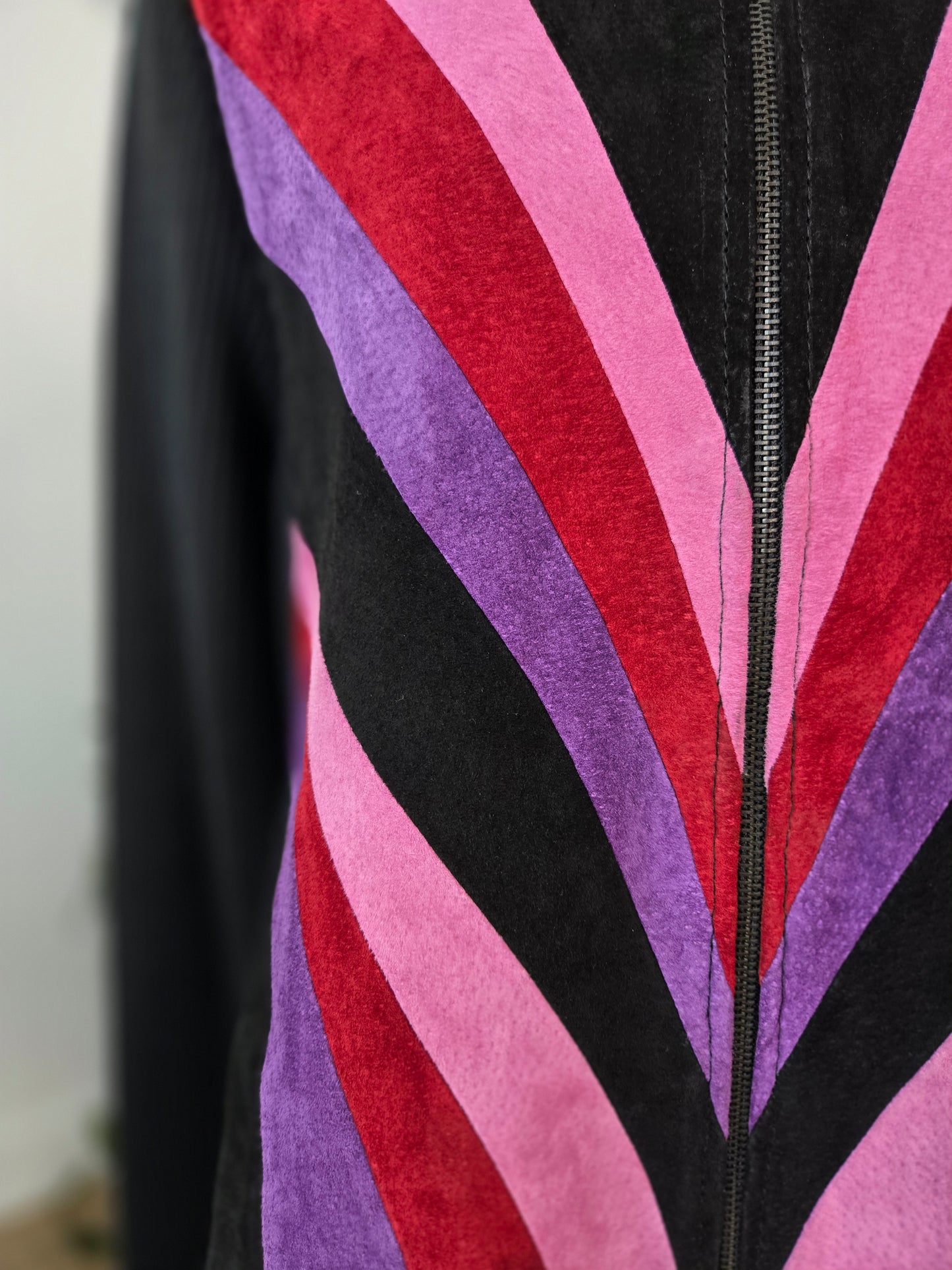 Bob Mackie Vintage Retro Patchwork Pink Leather Jacket - medium