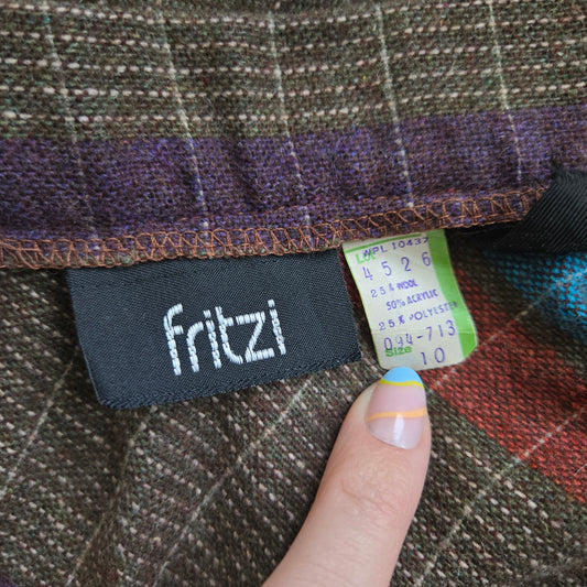 Fritzi Vintage Wool Blend A-line Skirt with Wrapping Stripe - 26" waist