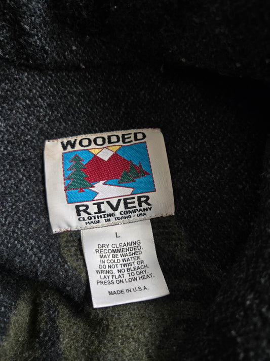 Vintage Wooded River Moose Jacket Made in Idaho - Large