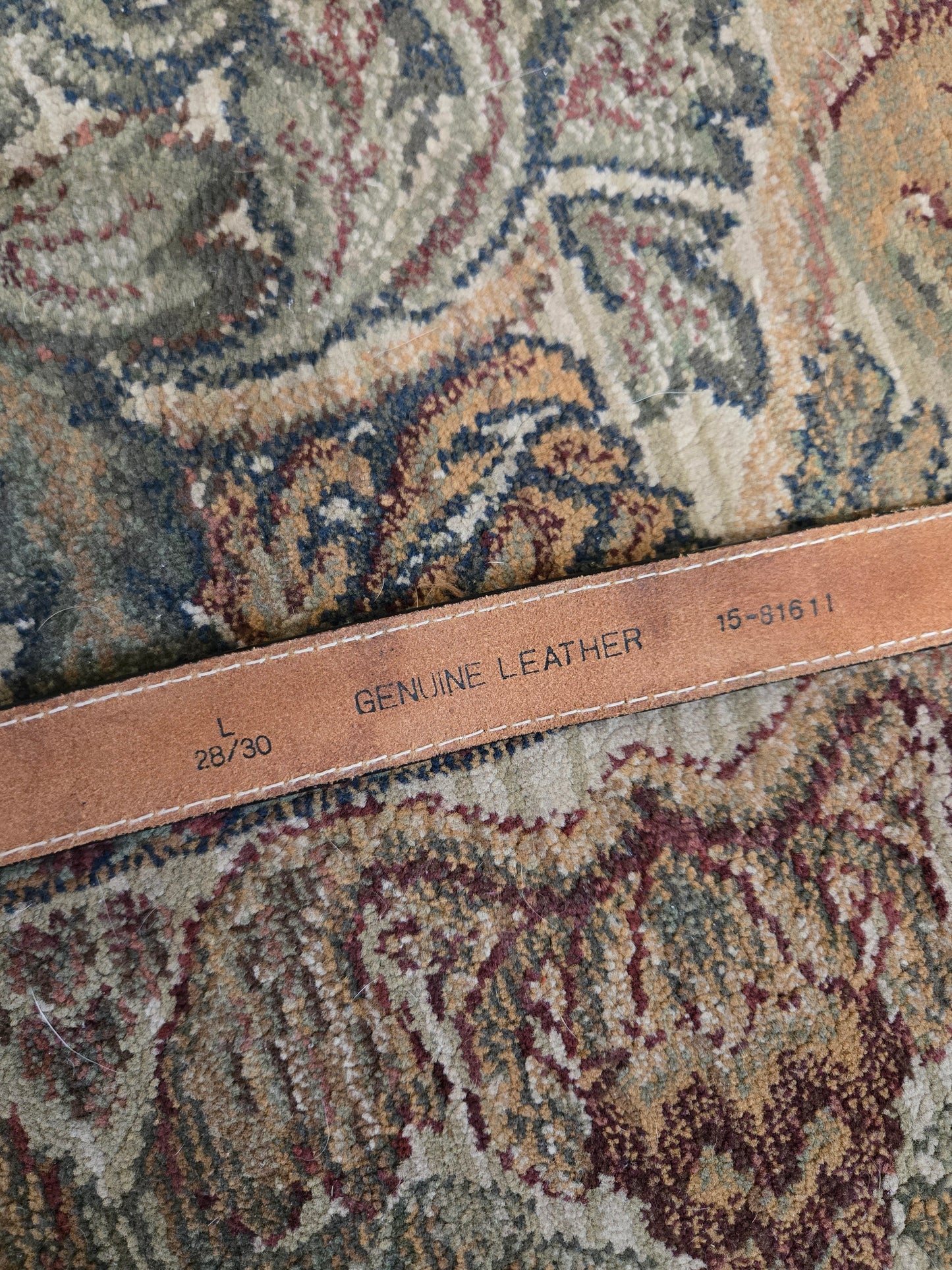 Tooled Leather Western Belt with Two Tone Horse Buckle - W29-33"