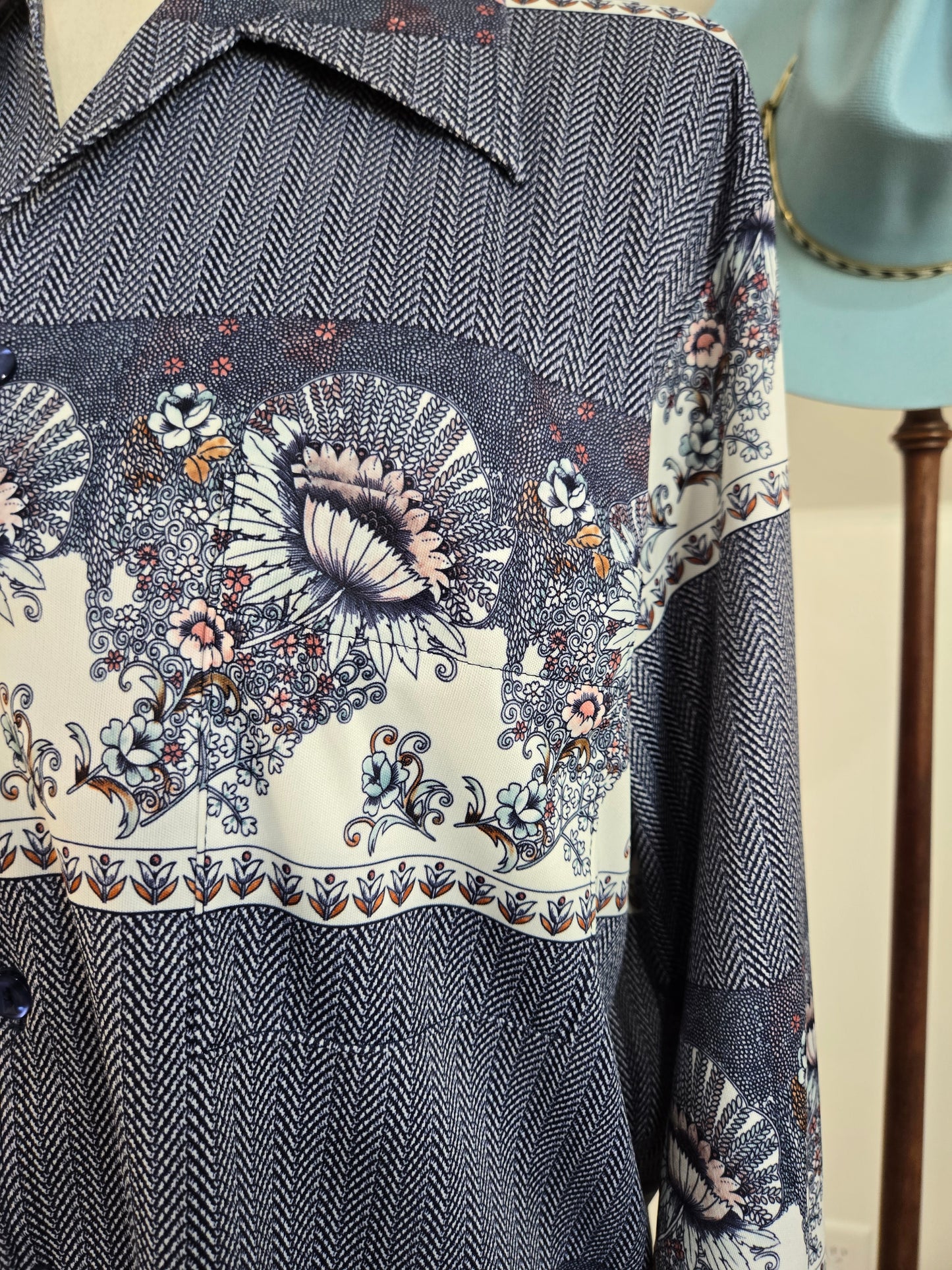 Joel Vintage 70s Navy Print Top - large