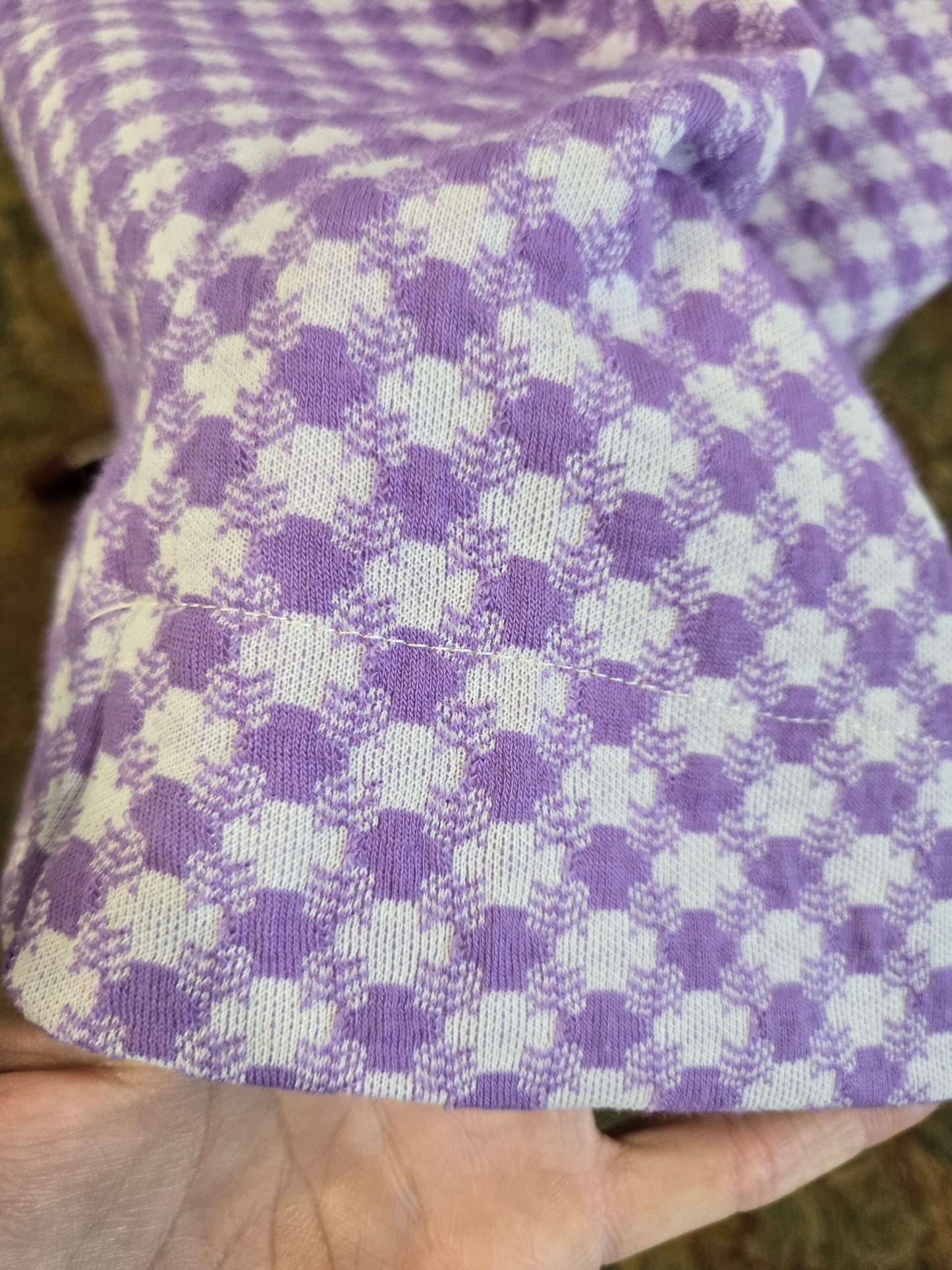 Jantzen Vintage 70s Purple and White Checkered Knit Maxi Skirt - medium