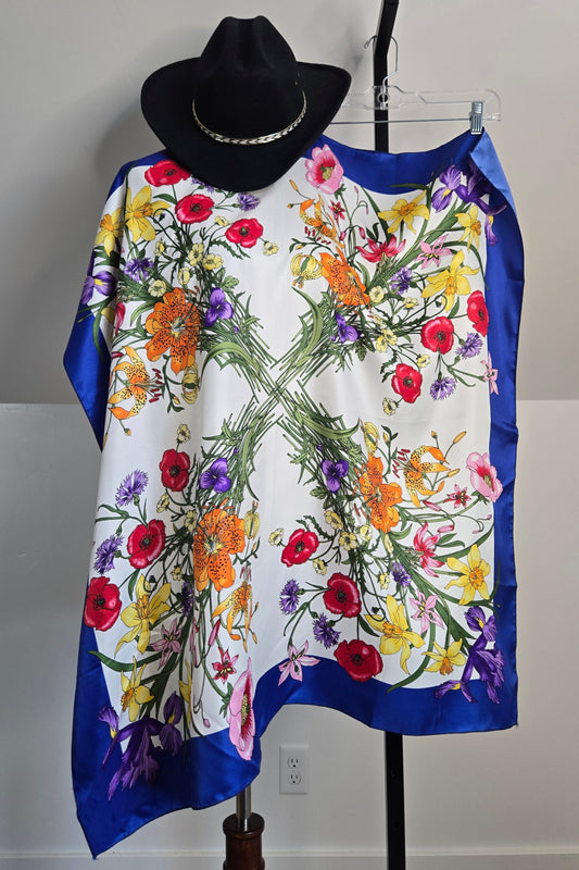 Vintage Berkshire Bright Floral Scarf Made in Korea