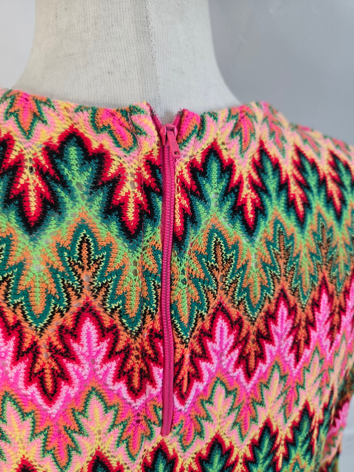 Miss Holly Vintage 70s Crochet Zig Zag Top Made in Japan - medium