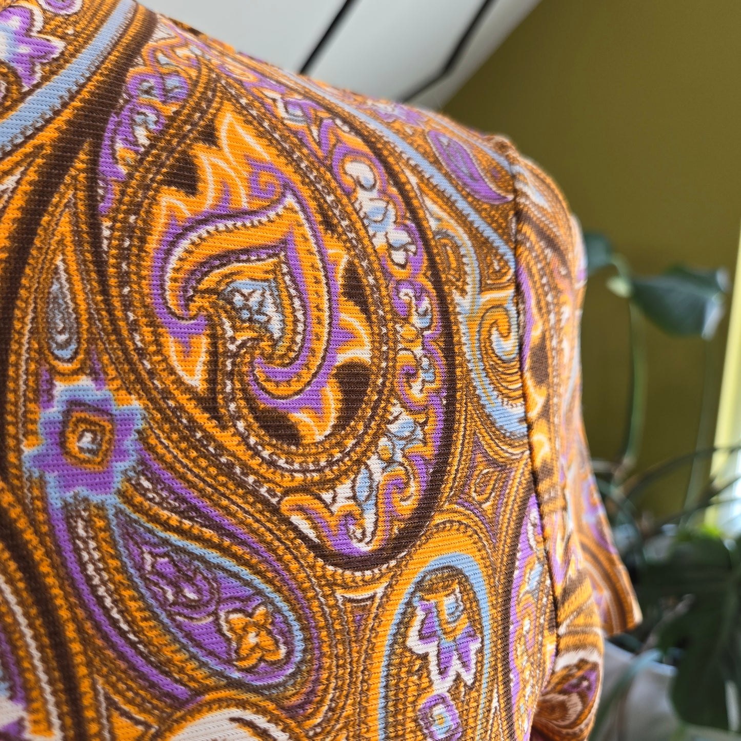 Fresh Silks 1970s Purple and Yellow Paisley Dress - XS